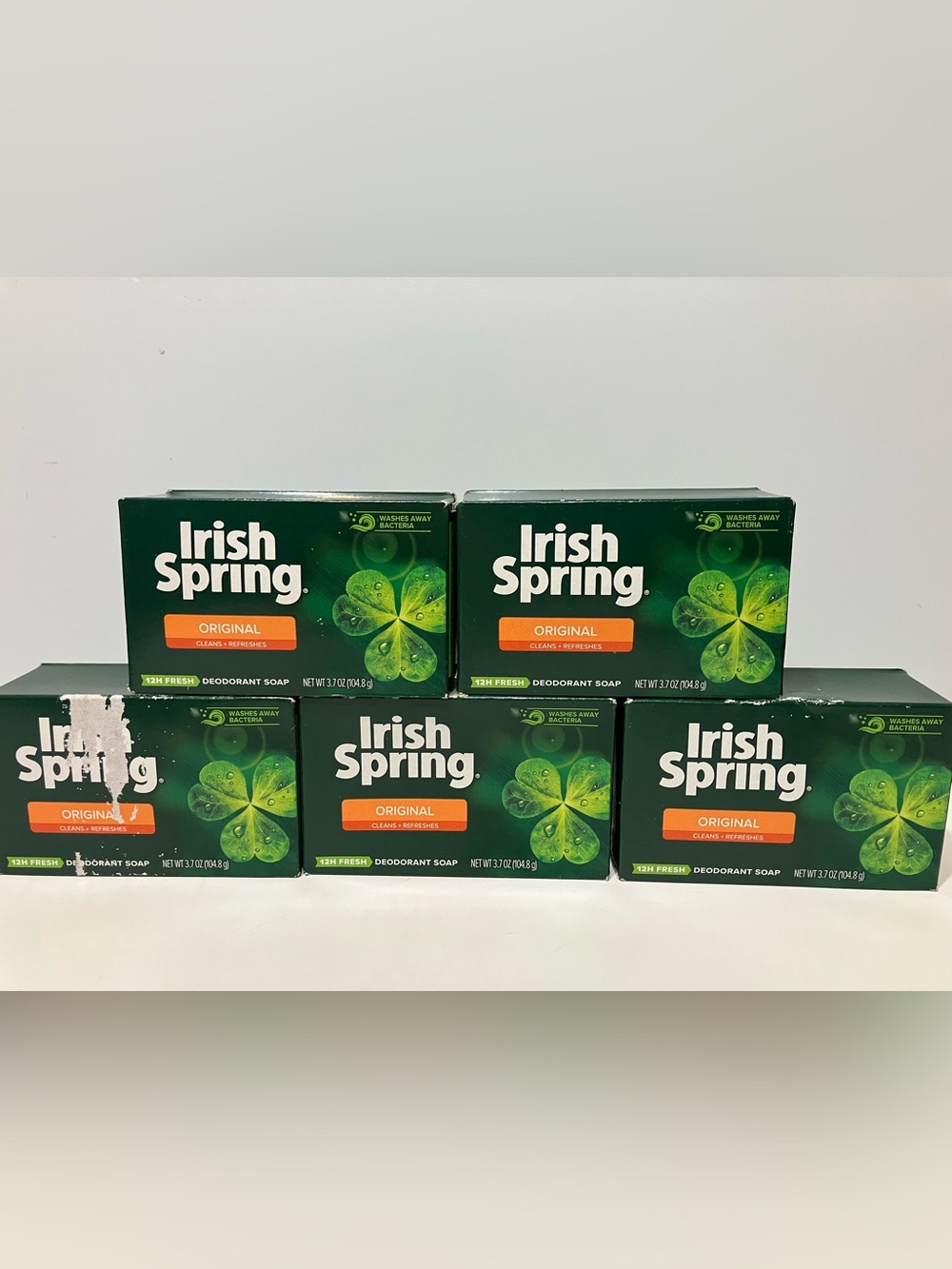 Irish Spring ORIGINAL Soap Lot of 5 Bars 3.7 Oz VTG Sealed Box No Flaxseed Oil